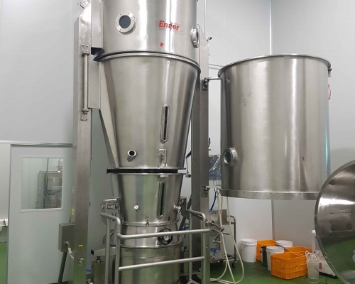 Fluid-bed granulator at BK bio's Jeju facility.